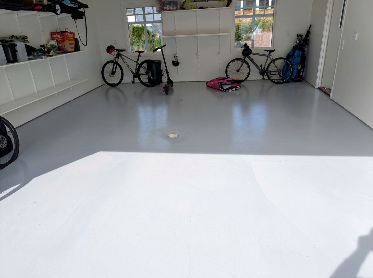 Garage med nytt epoxigolv